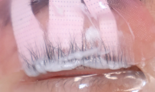 step one applied with visible lash roots
